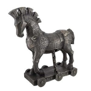 Sri Krishna Culture Ancient Greek Bronzed Trojan Horse Statue-Cold Cast Bronze-Resin-Height-10 Inches