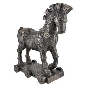 Sri Krishna Culture Ancient Greek Bronzed Trojan Horse Statue-Cold Cast Bronze-Resin-Height-10 Inches