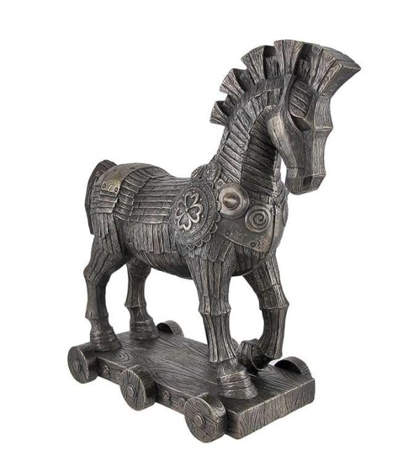 Sri Krishna Culture Ancient Greek Bronzed Trojan Horse Statue-Cold Cast Bronze-Resin-Height-10 Inches