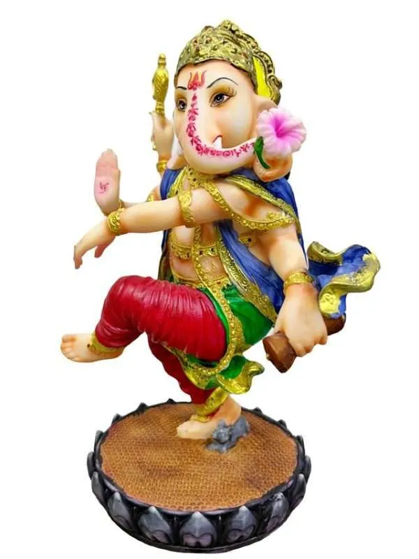 Sri Krishna Culture-New Large Beautiful Dancing Ganesh for Home Decoration-Multicolour-Resin-Height-8 Inches - Image 3