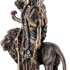Sri Krishna Culture-New Big Beautiful Standing Durga Besides Lion-Height-12 Inches for Home Decoration -Antique Finish-Resin