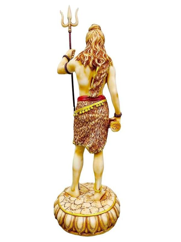 Sri Krishna Culture-New Very Large Standing Shiva Holding Trishul-Height-24 Inches-for Home Decoration-Ivory Antique Finish-Resin - Image 4