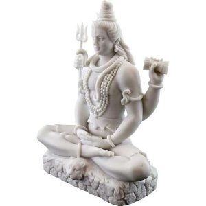 SrI Krishna CULTURE-New Small Shiv with 4 Hands-Height-3 Inches-Marble White Finish-for Car and Home Décor