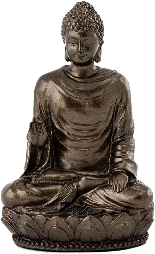 SrI Krishna CULTURE-New Small Sitting Buddha Statues for Living Room for Car and Home Decorative-Height-3 Inches-Antique Finish