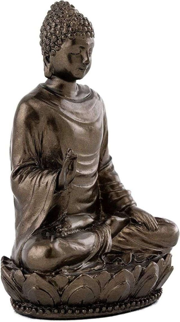 SrI Krishna CULTURE-New Small Sitting Buddha Statues for Living Room for Car and Home Decorative-Height-3 Inches-Antique Finish - Image 2