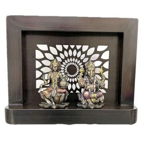 Sri Krishna Culture-Laxmi and Ganesh On Cutwork Wooden Frame Decoration in Home and Temple Purposes-Height-7 Inches