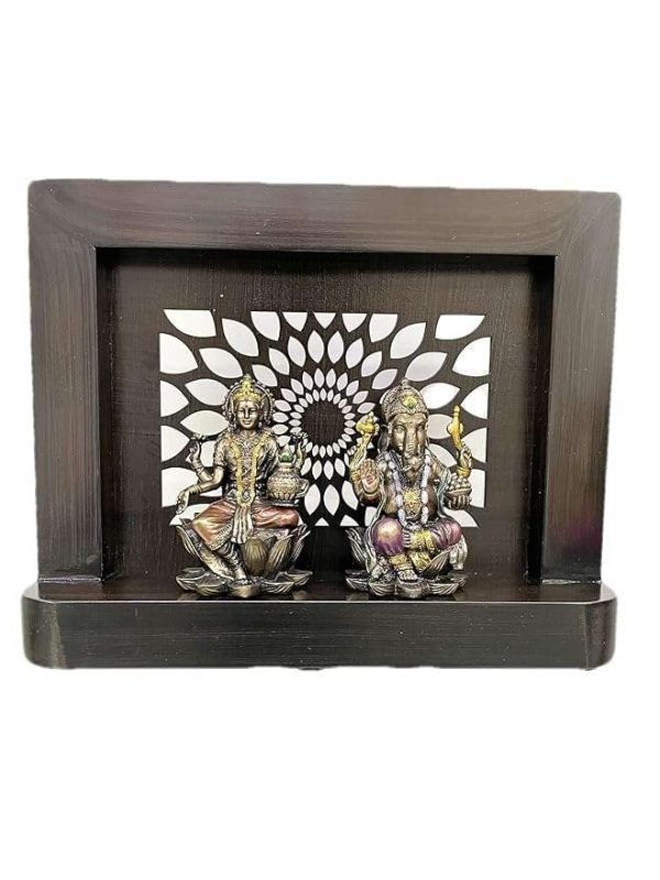 Sri Krishna Culture-Laxmi and Ganesh On Cutwork Wooden Frame Decoration in Home and Temple Purposes-Height-7 Inches