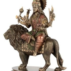 SrI Krishna CULTURE-Durga Deity Sitting On Lion-Showpiece for Home Decoration-Height-8 Inches