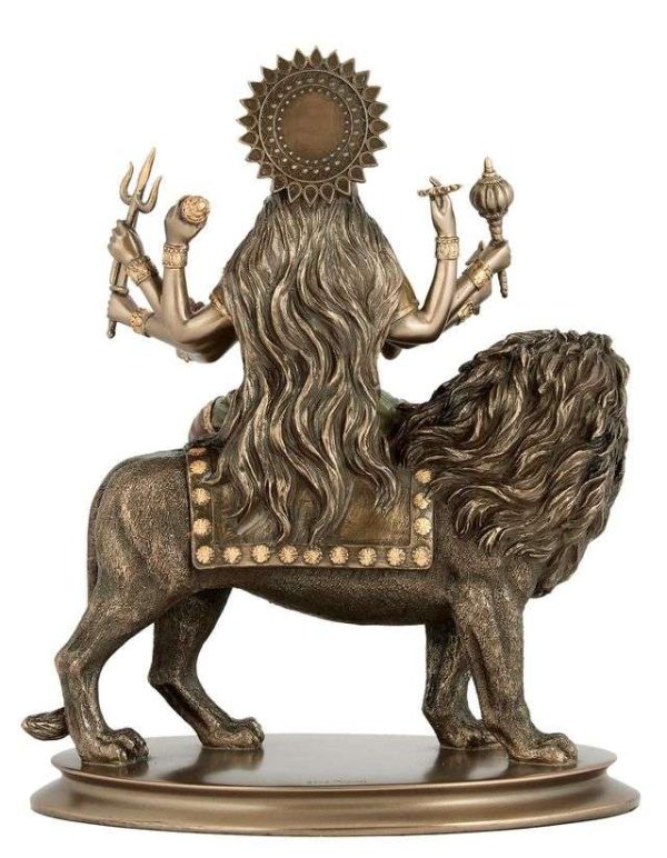 SrI Krishna CULTURE-Durga Deity Sitting On Lion-Showpiece for Home Decoration-Height-8 Inches - Image 4