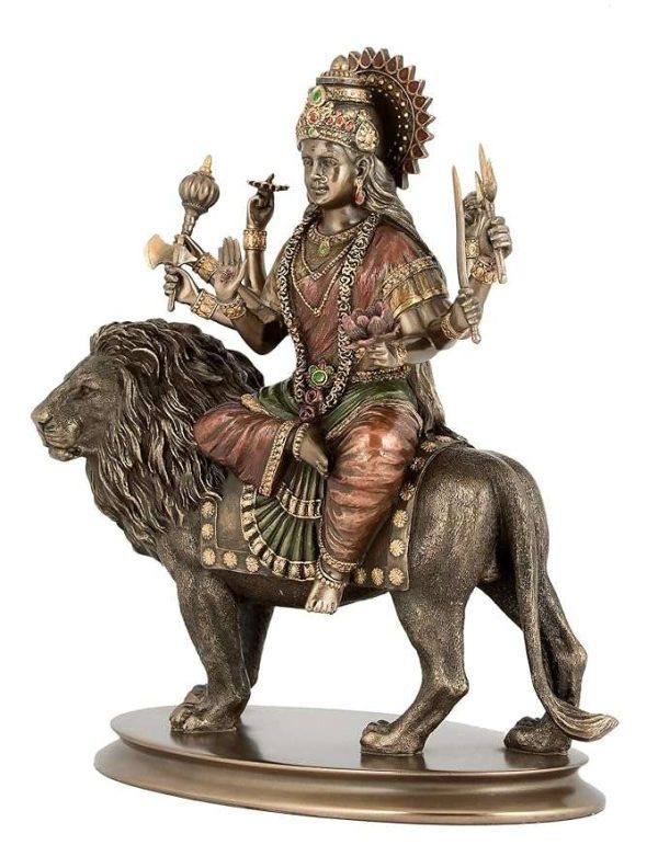 SrI Krishna CULTURE-Durga Deity Sitting On Lion-Showpiece for Home Decoration-Height-8 Inches - Image 3