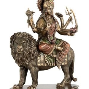 SrI Krishna CULTURE-Durga Deity Sitting On Lion-Showpiece for Home Decoration-Height-8 Inches