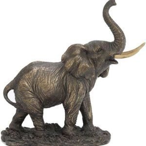 SrI Krishna CULTURE-New Resin Wild Elephant with Shining Teeth , Standard, Antique Finish, 1 Piece,Ode to Wildlife-Height-9 cms
