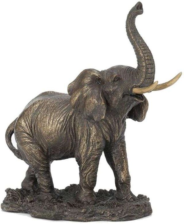 SrI Krishna CULTURE-New Resin Wild Elephant with Shining Teeth , Standard, Antique Finish, 1 Piece,Ode to Wildlife-Height-9 cms - Image 2