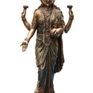 SrI Krishna CULTURE-New Large Standing Laxmi Ji with 4 Hands with Base-Height-27 Inches-Antique Finish