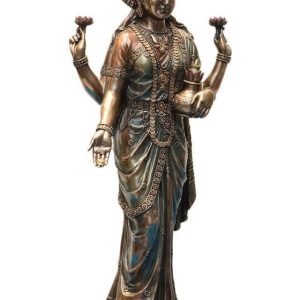 SrI Krishna CULTURE-New Large Standing Laxmi Ji with 4 Hands with Base-Height-27 Inches-Antique Finish