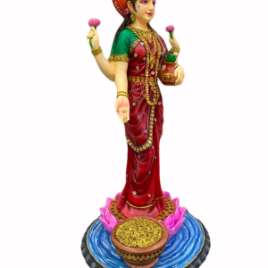 Sri Krishna Culture-New Large Standing Laxmi Ji with 4 Hands with Base-Height-27 Inches-Multicoloured