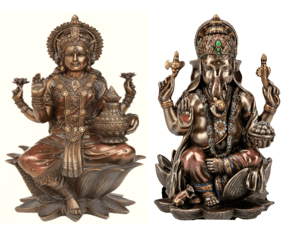 Sri Krishna Culture Laxmi and Ganesh-Set for Home and Gift-Height 8 Inches-Antique Finish Finish