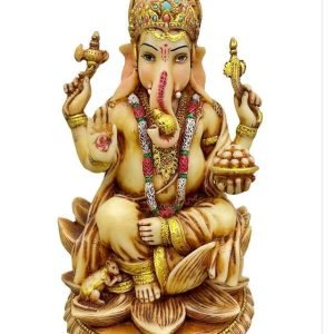 Sri Krishna Culture Laxmi and Ganesh-Set for Home and Gift-Height 8 Inches-Ivory Antique Finish