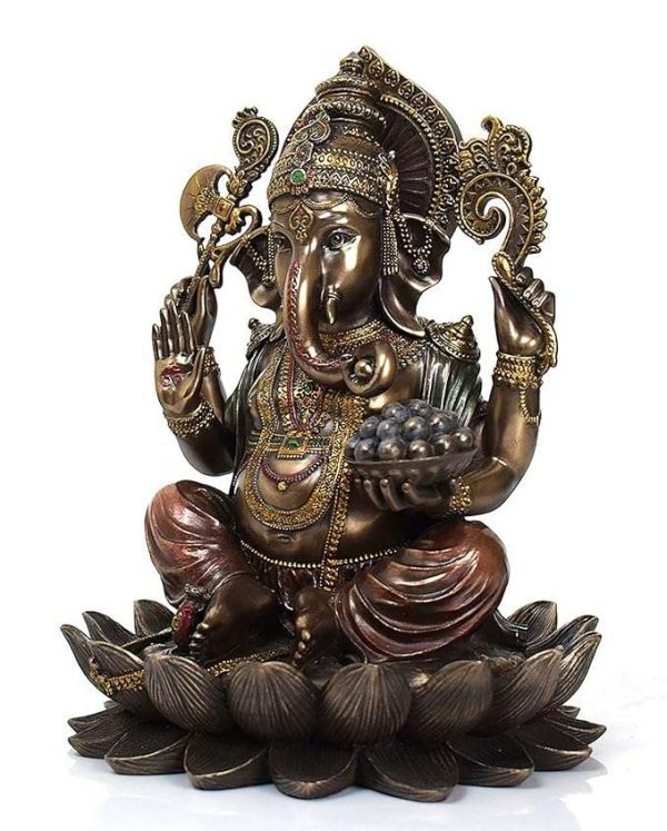 Sri Krishna Culture Laxmi and Ganesh-Set For Home and Gift-Height 12 Inches-Antique Finish - Image 3