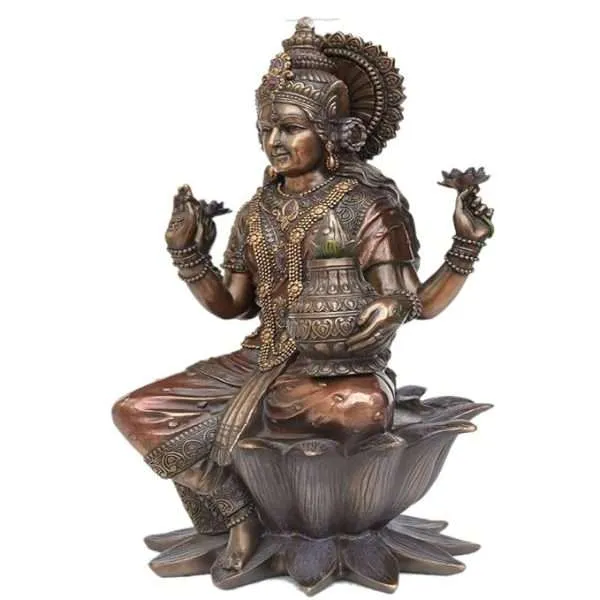 Sri Krishna Culture Laxmi and Ganesh-Set For Home and Gift-Height 12 Inches-Antique Finish - Image 4
