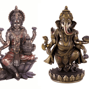 Sri Krishna Culture Laxmi and Ganesh (Standing Position) Set for Home and Gift-Height 8 Inches-Antique Finish