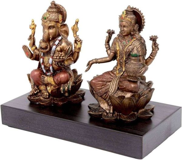 SrI Krishna CULTURE Set of Small Laxmi Ganesh for Home- Height-3 Inches-Resin-Antique Finish - Image 2