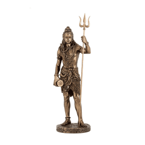 SrI Krishna CULTURE-Large Beautiful Standing Shiva with Trishul On Base-Height-20 Inches-Antique Finish-Resin