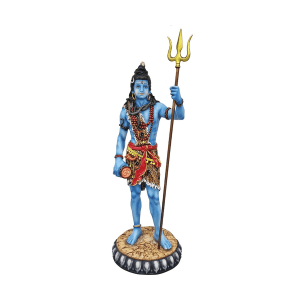 Sri Krishna Culture-Large Beautiful Standing Shiva with Trishul On Base-Height-20 Inches-Multicoloured-Resin