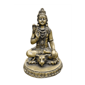 Sri Krishna Culture-New Medium Shiv Sitting Pose-Height-5.5 Inches for Home Decoration-Antique Finish-Resin