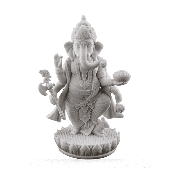 Sri Krishna Culture-Handcrafted Standing Ganesh Statue in White Marble Finish-Height-7 Inches-Hindu Lord of Success Sculpture
