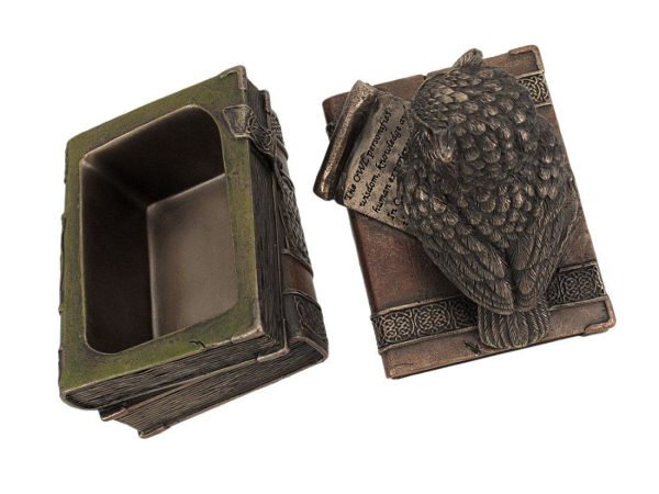 Sri Krishna Culture Wise Old Owl Trinket Box-Cold Cast Resin-Metallic - Image 6