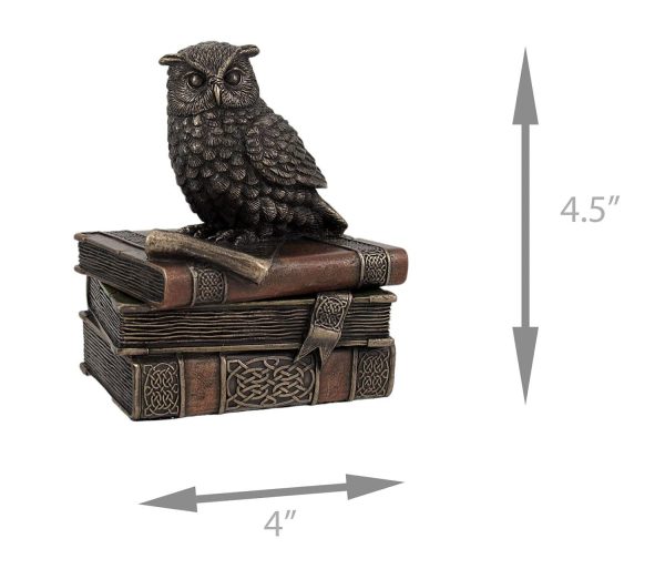 Sri Krishna Culture Wise Old Owl Trinket Box-Cold Cast Resin-Metallic - Image 3
