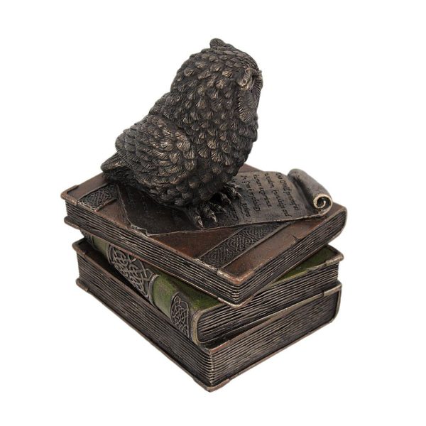 Sri Krishna Culture Wise Old Owl Trinket Box-Cold Cast Resin-Metallic - Image 5